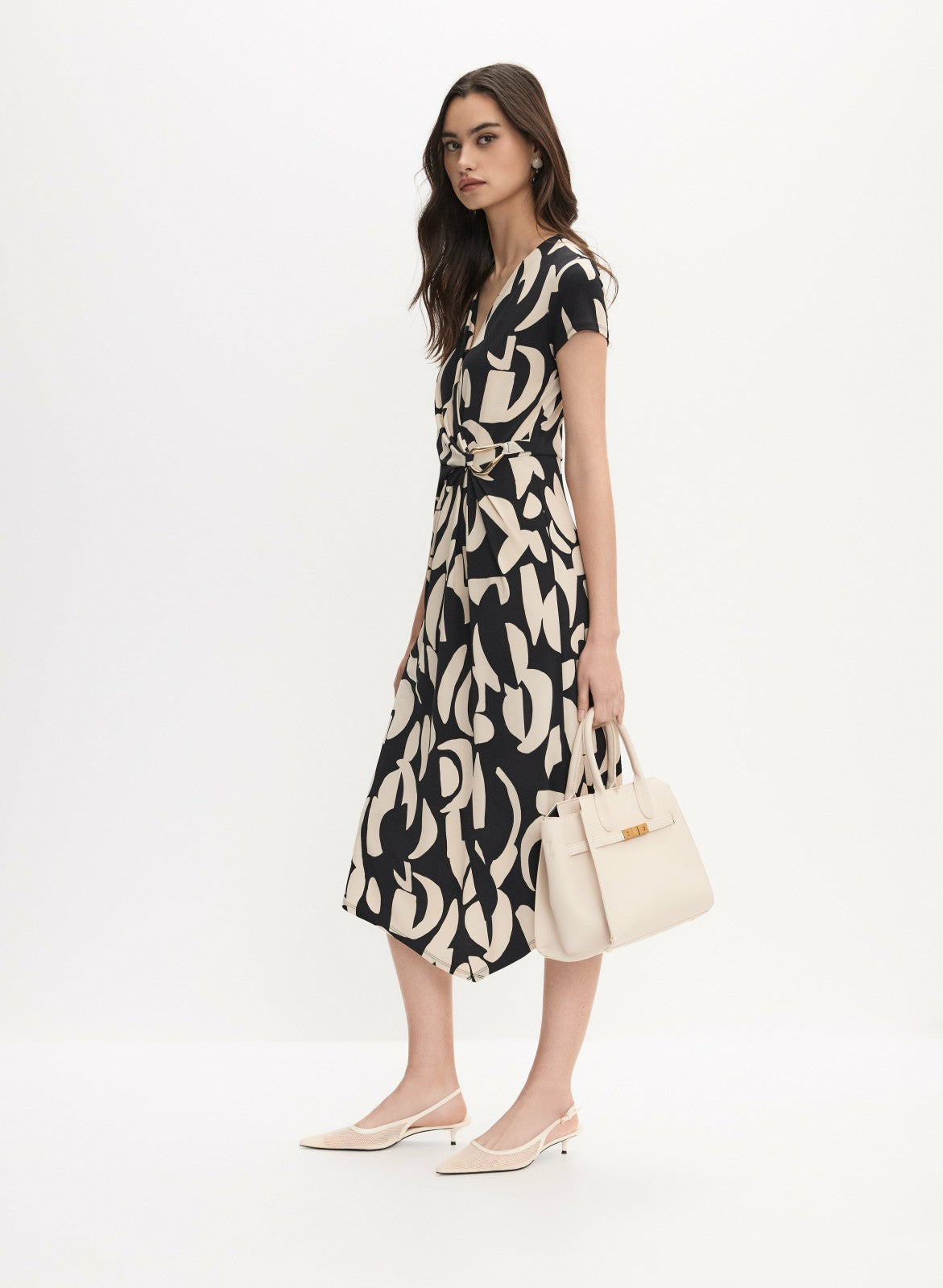 Women Joseph Ribkoff - Geometric Wrap-Over Dress Black Pattern | Melanie Lyne
