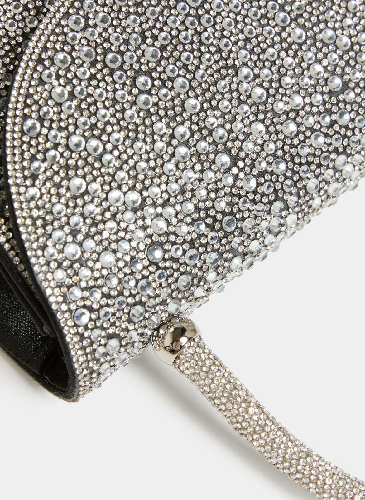 Women Crystal Embellished Half Moon Clutch Black | Melanie Lyne