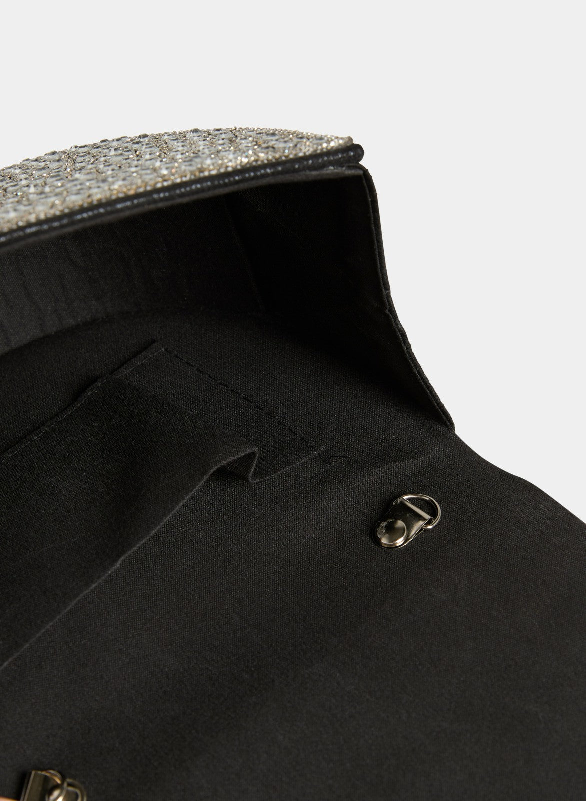 Women Crystal Embellished Half Moon Clutch Black | Melanie Lyne