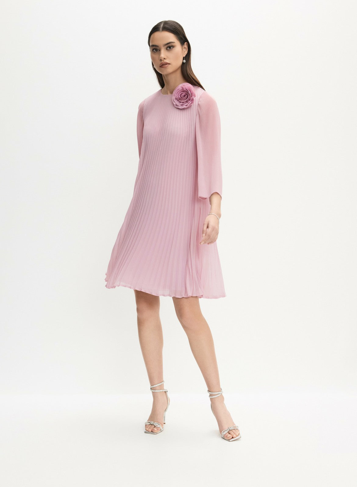 Women Plissé Rosette Dress French Rose | Melanie Lyne
