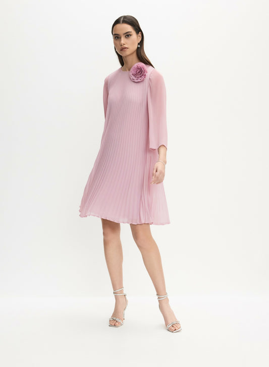 Women Plissé Rosette Dress French Rose | Melanie Lyne