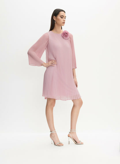 Women Plissé Rosette Dress French Rose | Melanie Lyne