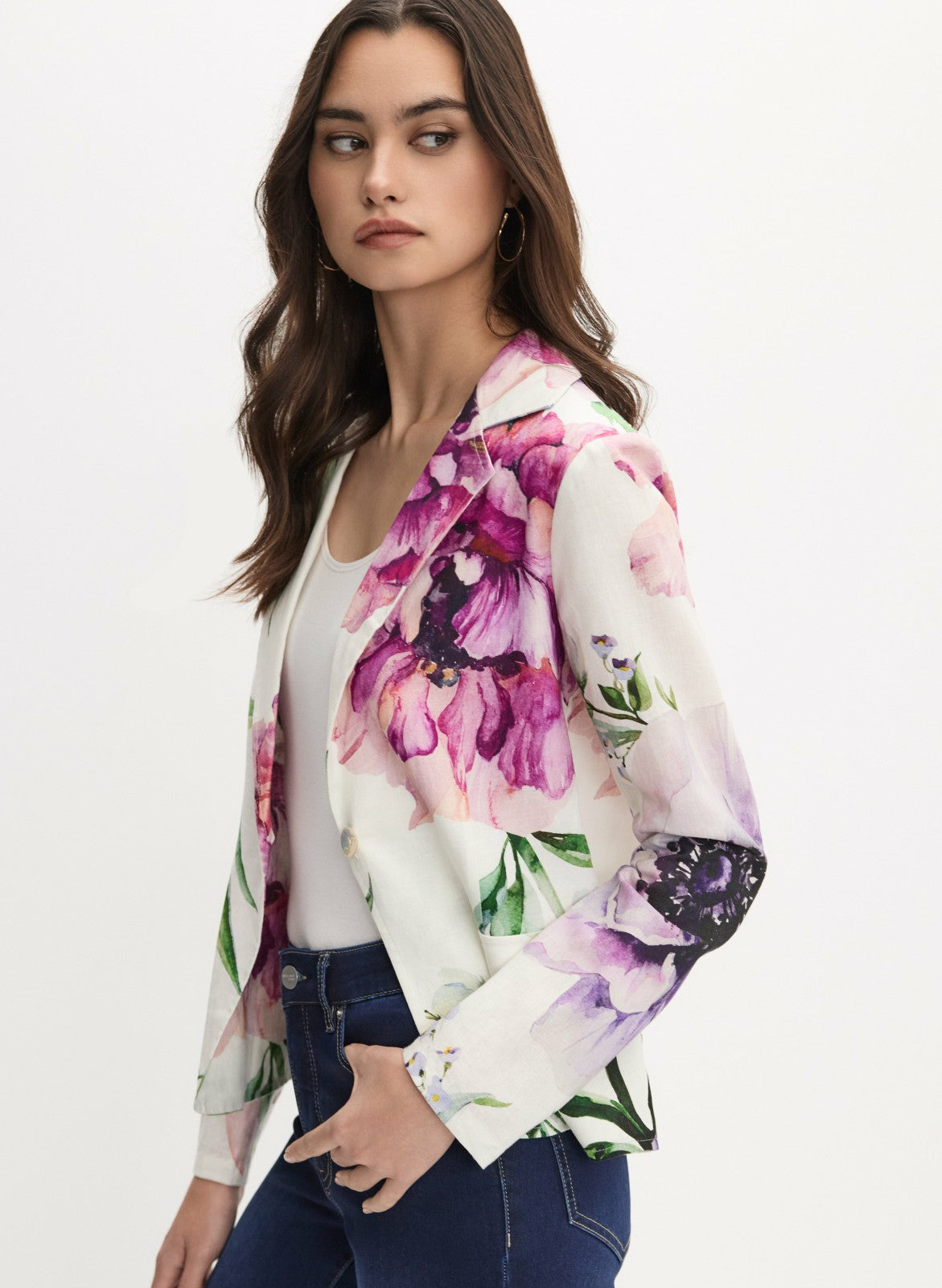 Women Frank Lyman - Floral Print Blazer White Pattern | Melanie Lyne