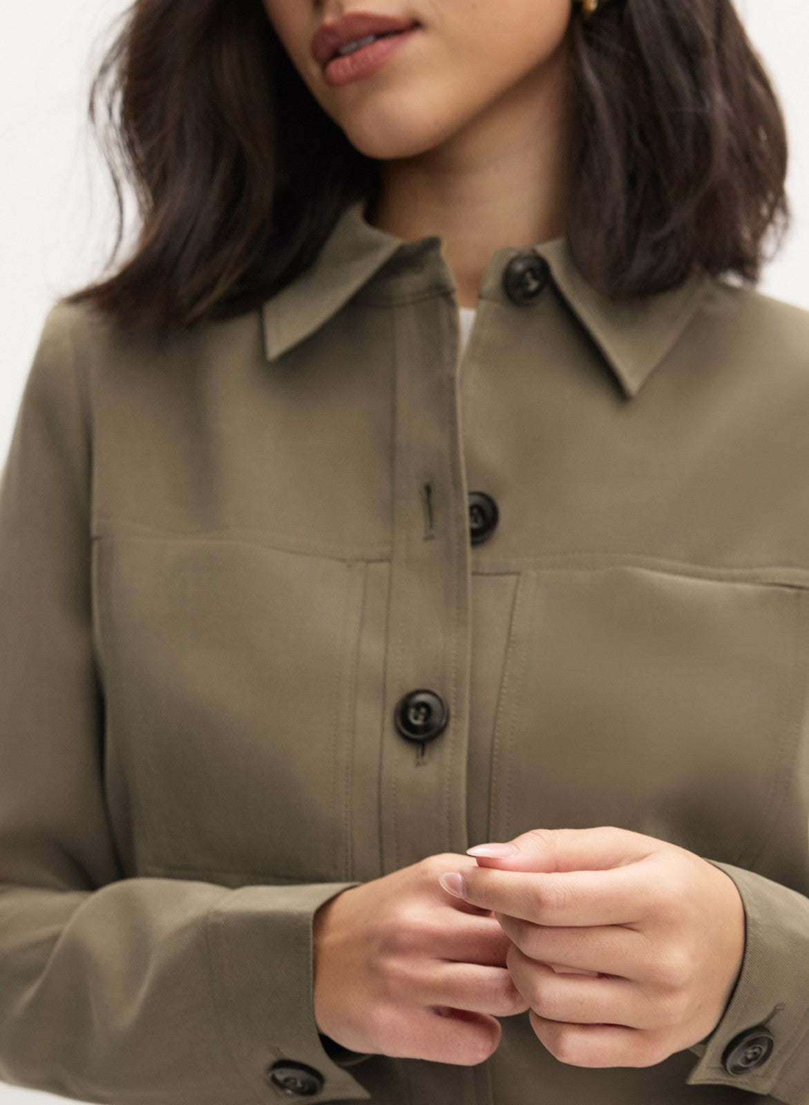 Women Twill Utility Jacket Capers | Melanie Lyne