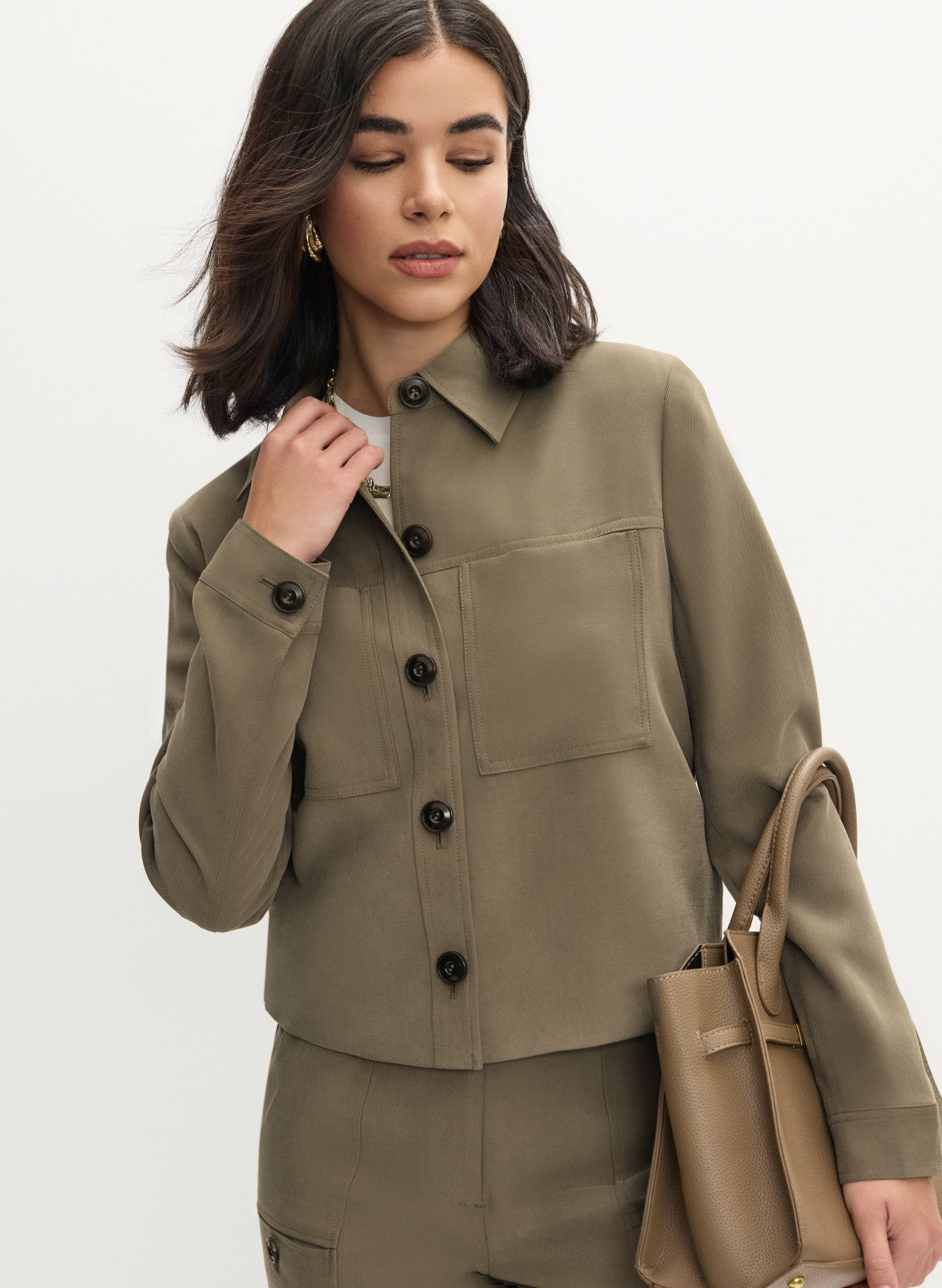 Women Twill Utility Jacket Capers | Melanie Lyne