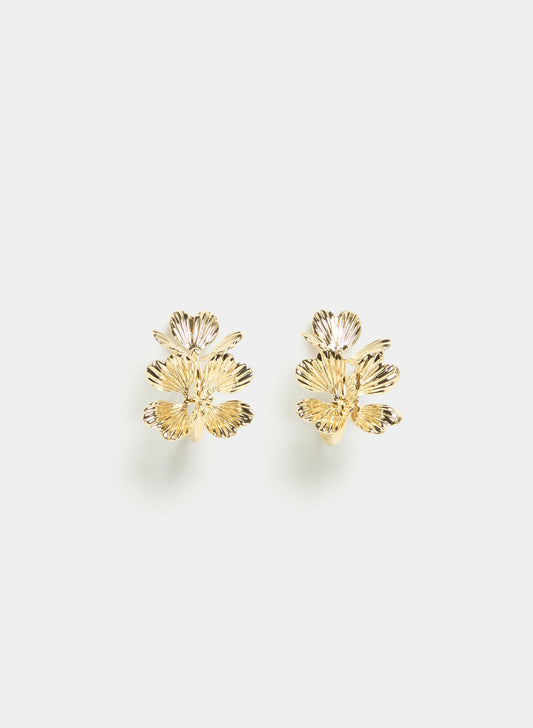 Women Floral Hoop Earrings Gold | Melanie Lyne