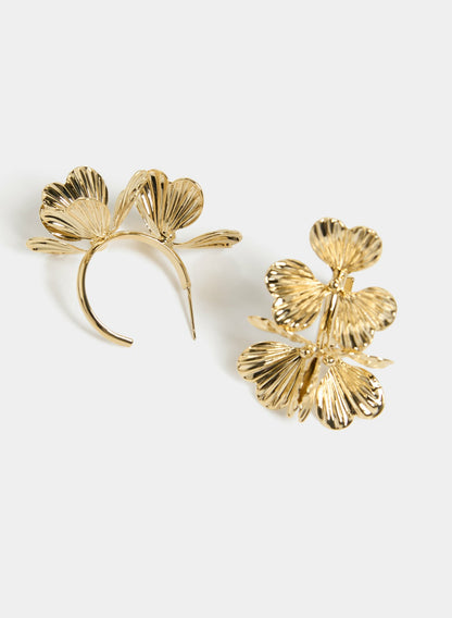Women Floral Hoop Earrings Gold | Melanie Lyne