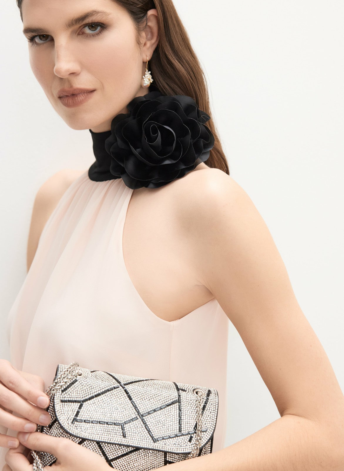 Women Joseph Ribkoff - Rosette Appliqué Jumpsuit Black | Melanie Lyne