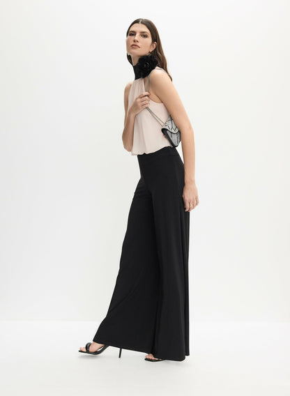 Women Joseph Ribkoff - Rosette Appliqué Jumpsuit Black | Melanie Lyne