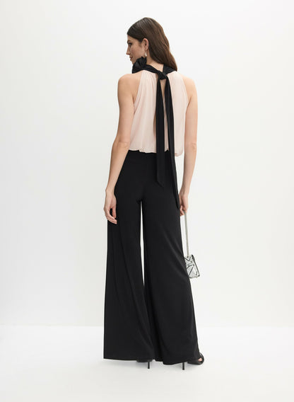 Women Joseph Ribkoff - Rosette Appliqué Jumpsuit Black | Melanie Lyne