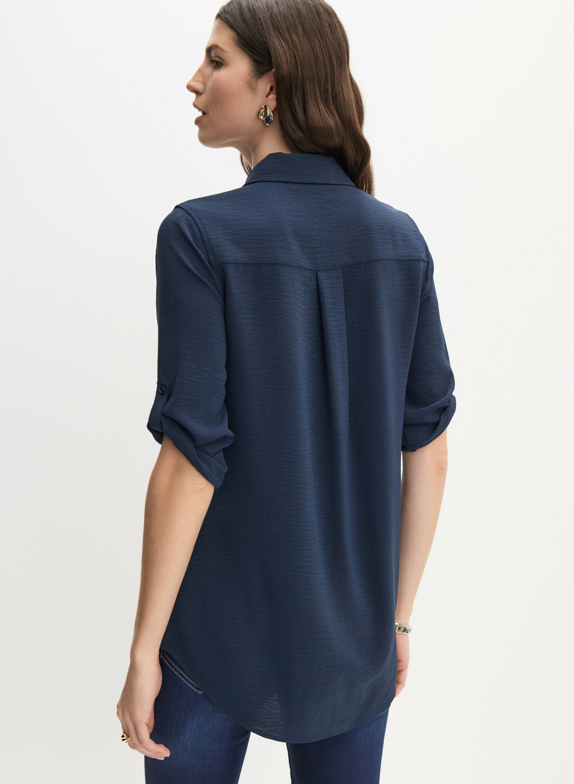 Women Utility Button-Up Blouse Peacock Blue | Melanie Lyne