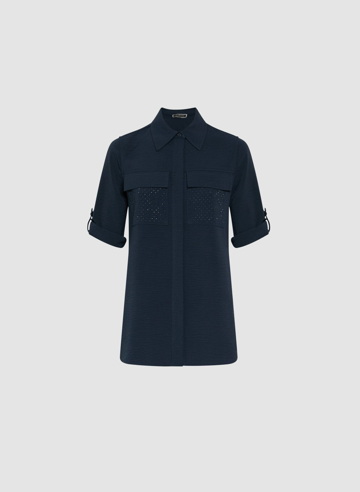 Women Utility Button-Up Blouse Peacock Blue | Melanie Lyne
