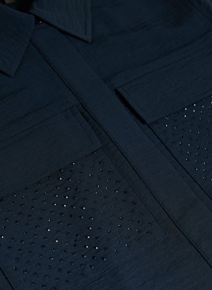 Women Utility Button-Up Blouse Peacock Blue | Melanie Lyne