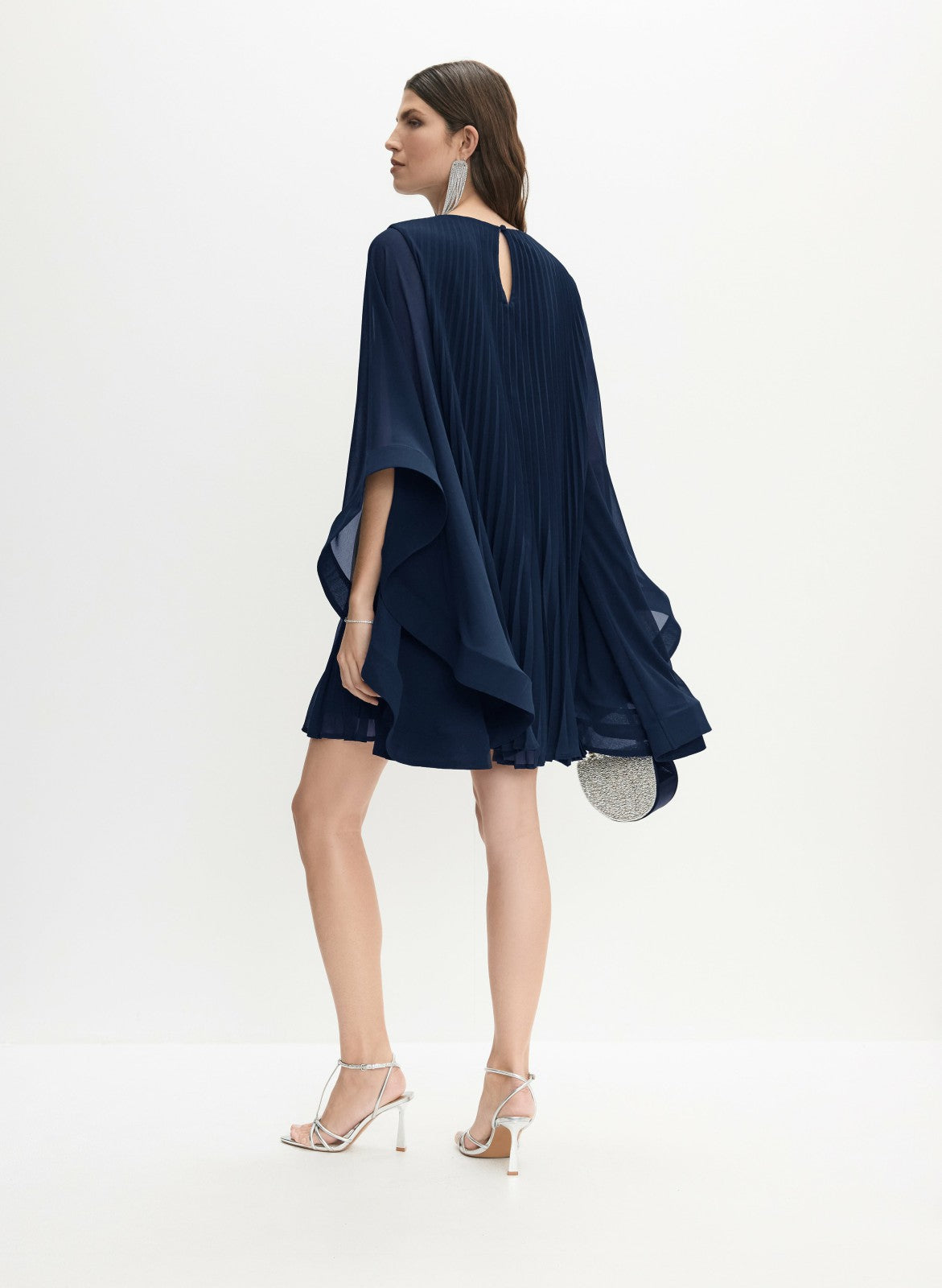 Women Pleated Chiffon Dress Peacock Blue | Melanie Lyne
