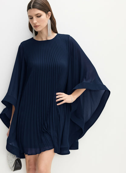 Women Pleated Chiffon Dress Peacock Blue | Melanie Lyne