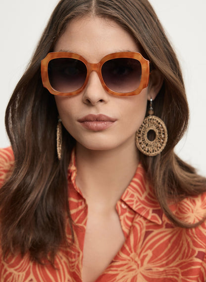 Women Oversized Marbled Sunglasses Orange | Melanie Lyne