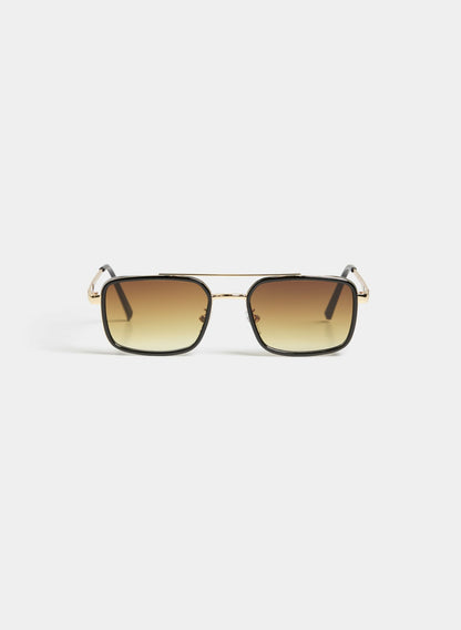 Women Rectangle Metal Sunglasses Black | Melanie Lyne