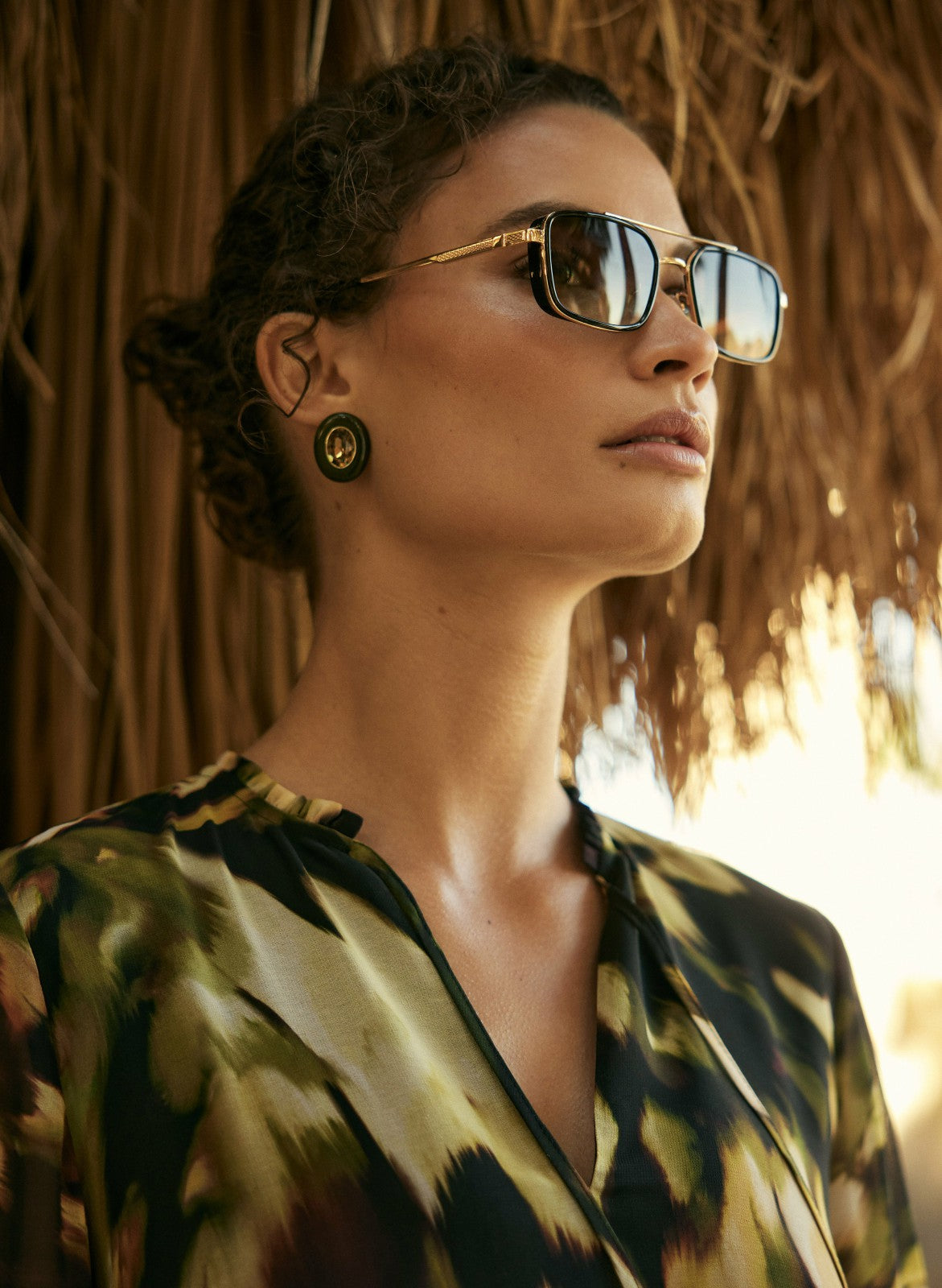 Women Rectangle Metal Sunglasses Black | Melanie Lyne