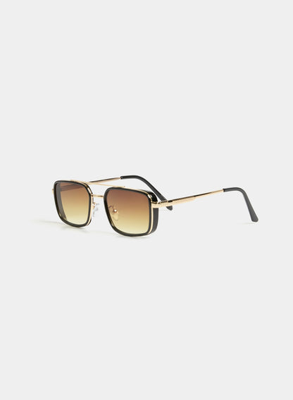 Women Rectangle Metal Sunglasses Black | Melanie Lyne
