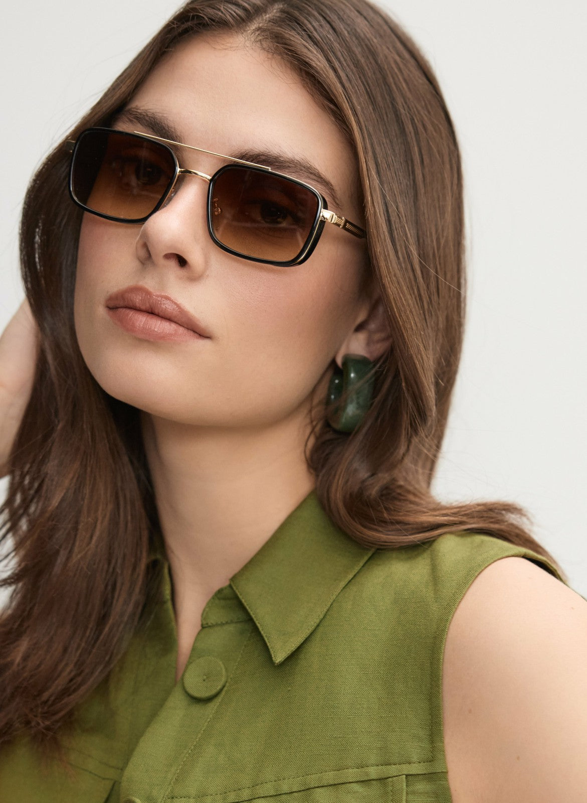 Women Rectangle Metal Sunglasses Black | Melanie Lyne