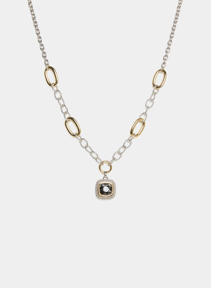 Women Two-Tone Stone Pendant Necklace Yellow Pattern | Melanie Lyne