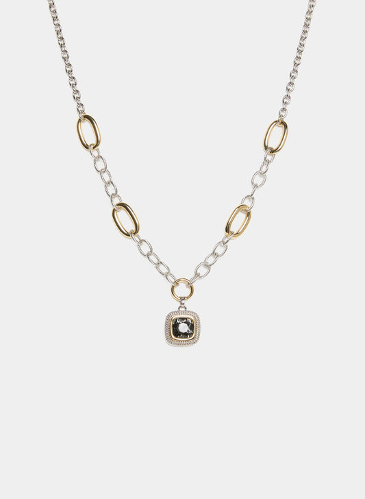 Women Two-Tone Stone Pendant Necklace Yellow Pattern | Melanie Lyne