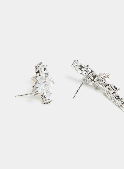 Women Cubic Zirconia Stud Earrings Silver | Melanie Lyne