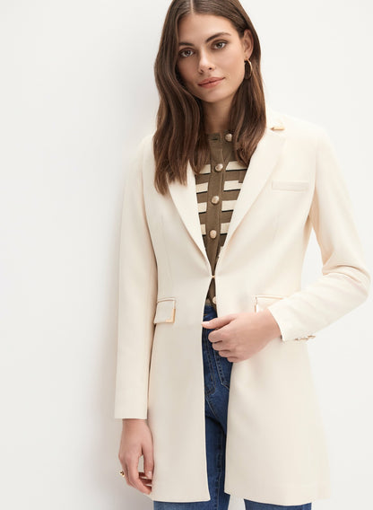 Women Long Metal Accent Jacket Stone | Melanie Lyne