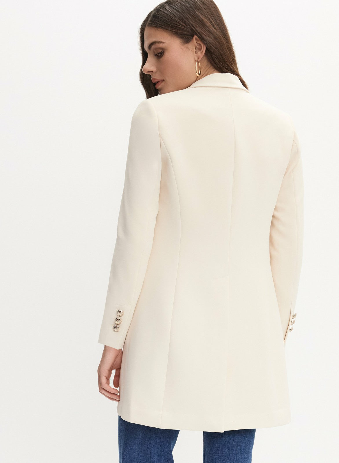 Women Long Metal Accent Jacket Stone | Melanie Lyne