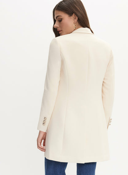 Women Long Metal Accent Jacket Stone | Melanie Lyne