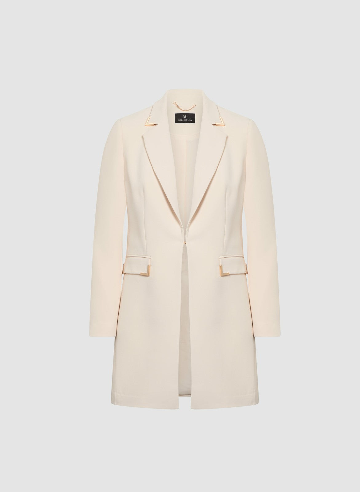 Women Long Metal Accent Jacket Stone | Melanie Lyne