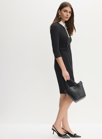 Women Contrast Collar Dress Black | Melanie Lyne