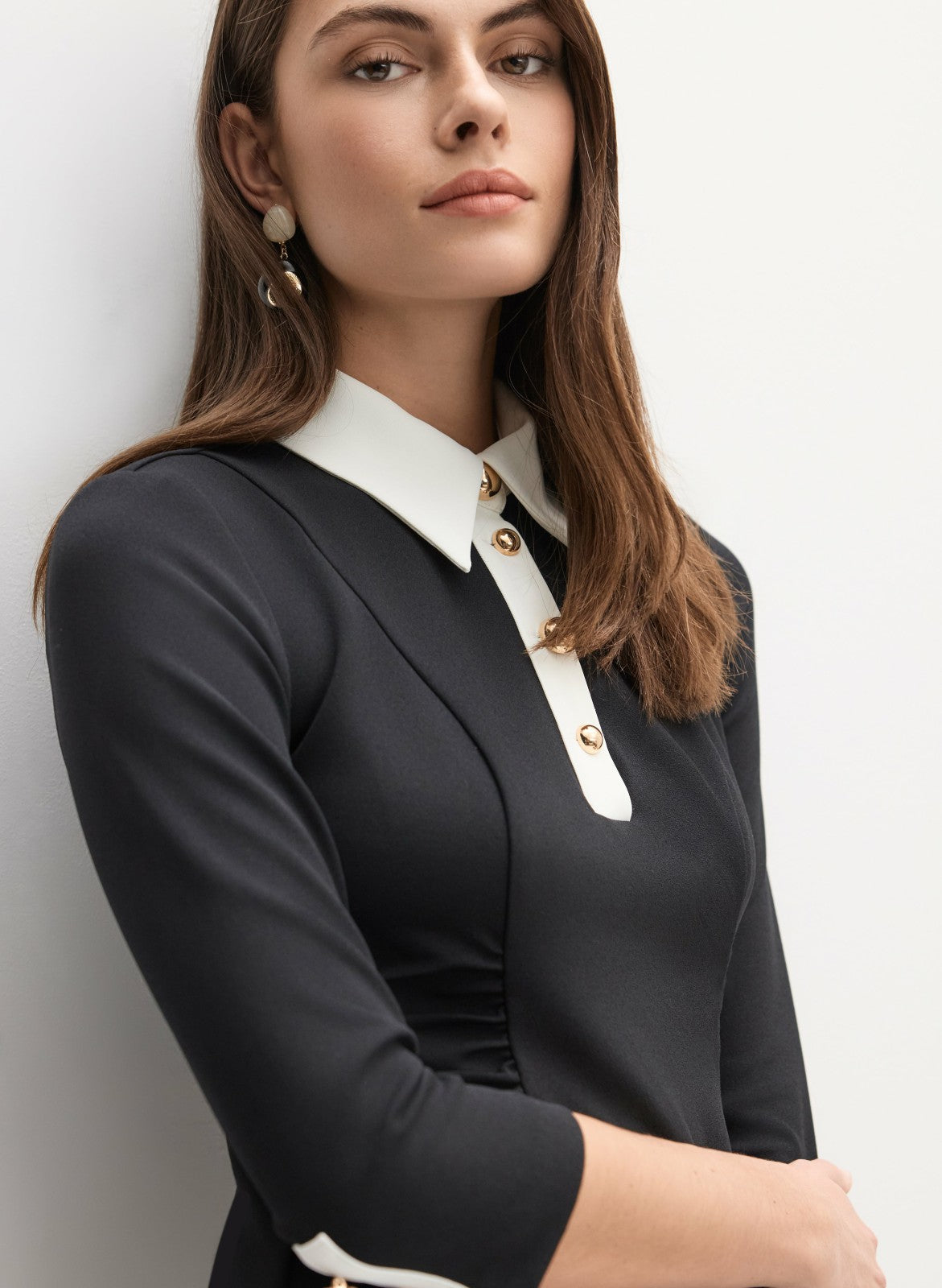 Women Contrast Collar Dress Black | Melanie Lyne