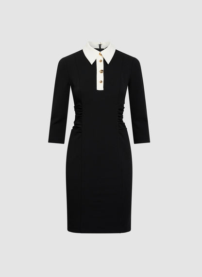 Women Contrast Collar Dress Black | Melanie Lyne