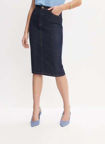 Women Denim Pencil Skirt Rinse Tint | Melanie Lyne