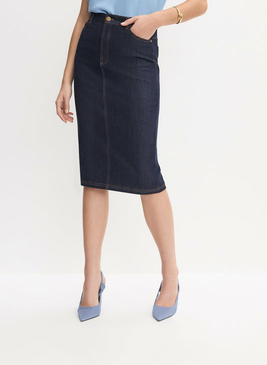 Women Denim Pencil Skirt Rinse Tint | Melanie Lyne