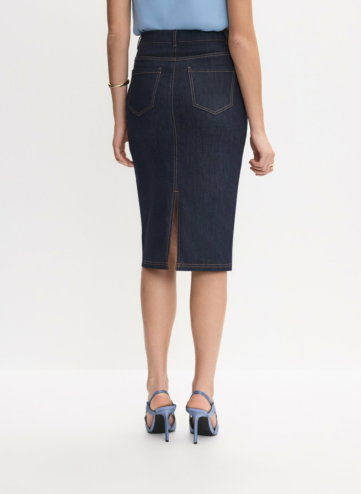 Women Denim Pencil Skirt Rinse Tint | Melanie Lyne
