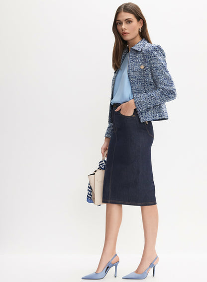 Women Denim Pencil Skirt Rinse Tint | Melanie Lyne