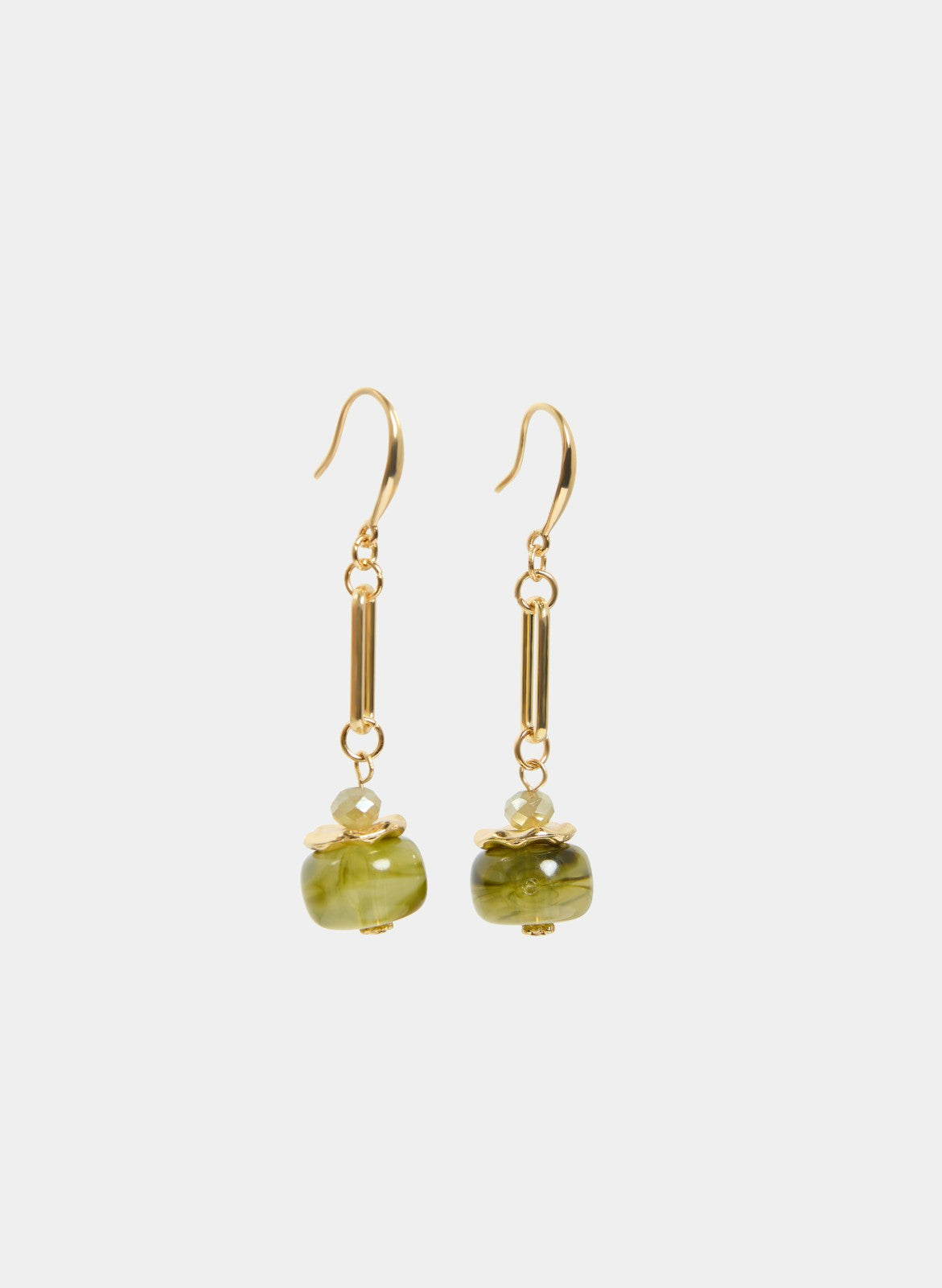 Women Chain Link Bead Drop Earrings Khaki | Melanie Lyne