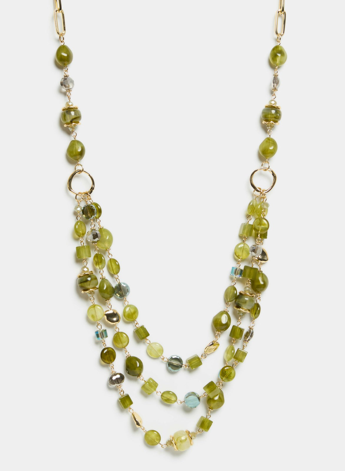 Women Layered Beaded Necklace Khaki | Melanie Lyne