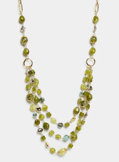 Women Layered Beaded Necklace Khaki | Melanie Lyne