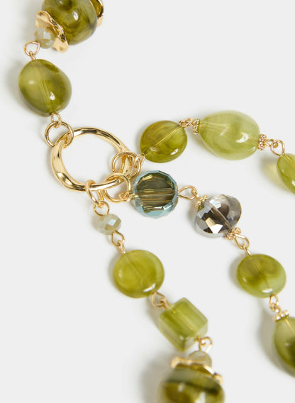 Women Layered Beaded Necklace Khaki | Melanie Lyne