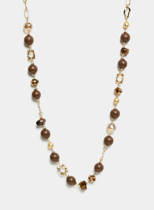 Women Beaded Chain Link Necklace Sienna Brown | Melanie Lyne