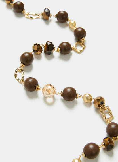 Women Beaded Chain Link Necklace Sienna Brown | Melanie Lyne