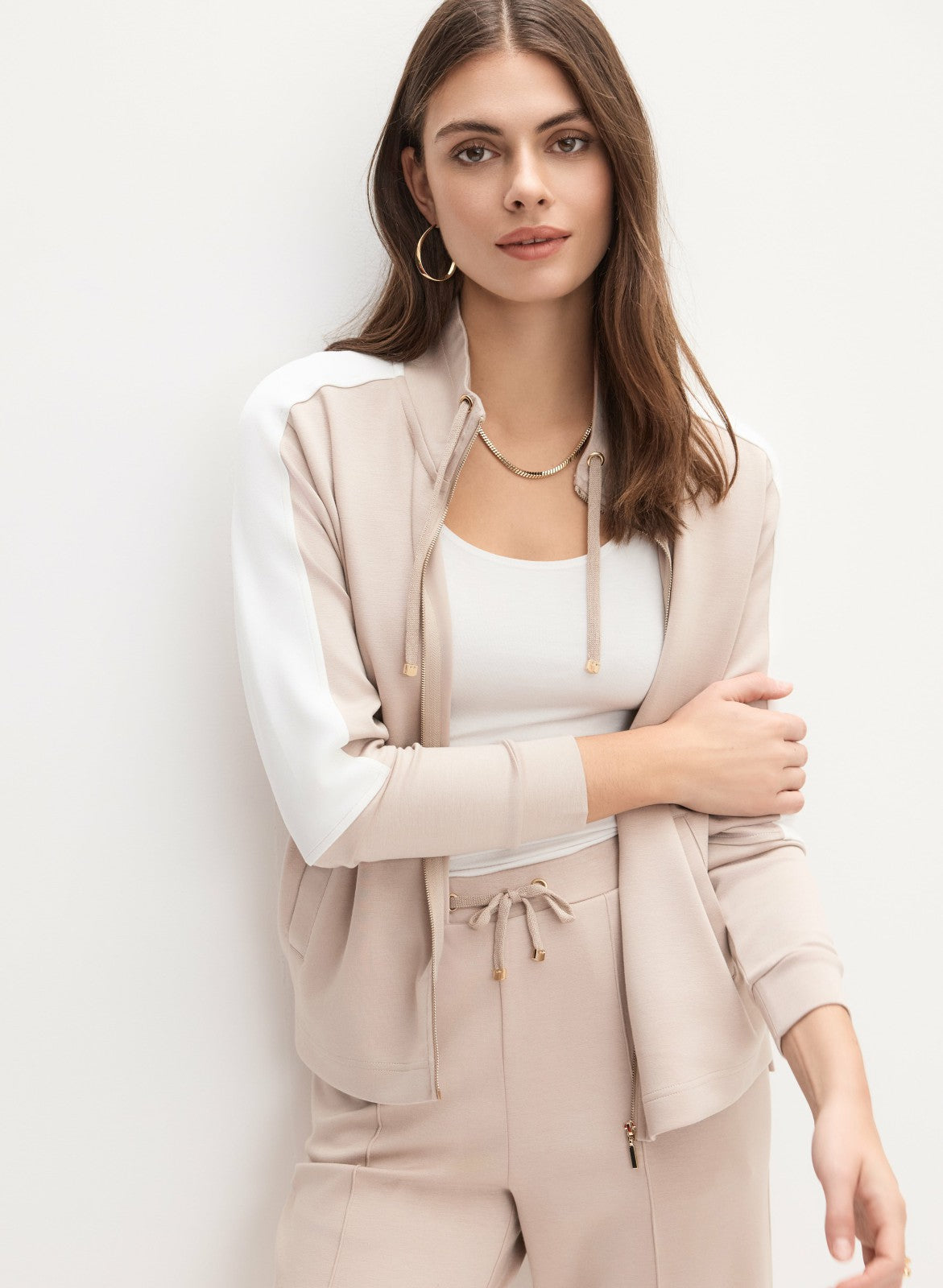 Women Knit Zip-Up Jacket Stone | Melanie Lyne