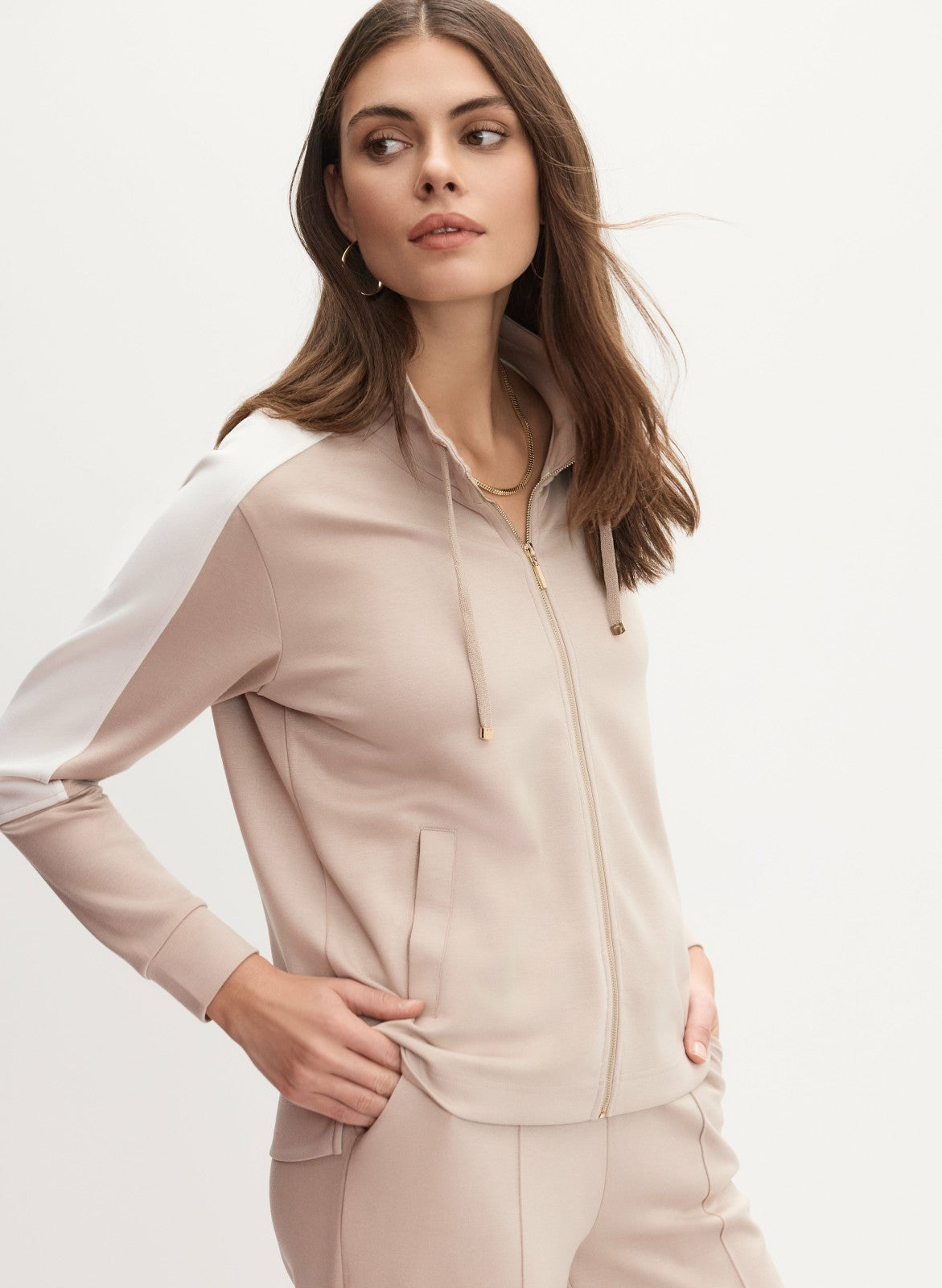 Women Knit Zip-Up Jacket Stone | Melanie Lyne