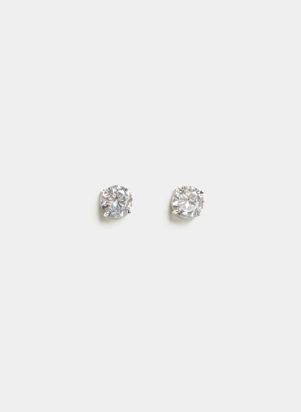 Women Cubic Zirconia Button Earrings Silver | Melanie Lyne