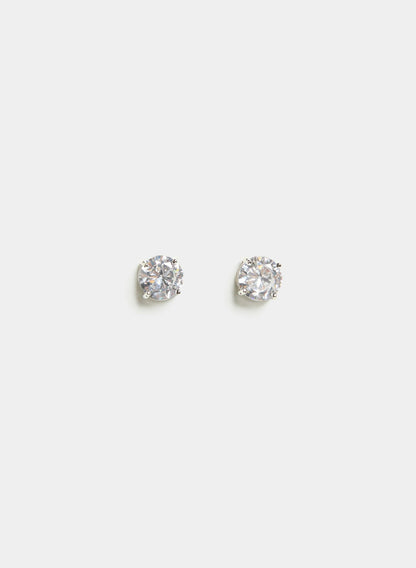 Women Cubic Zirconia Button Earrings Silver | Melanie Lyne