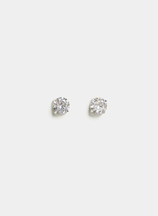 Women Cubic Zirconia Button Earrings Silver | Melanie Lyne