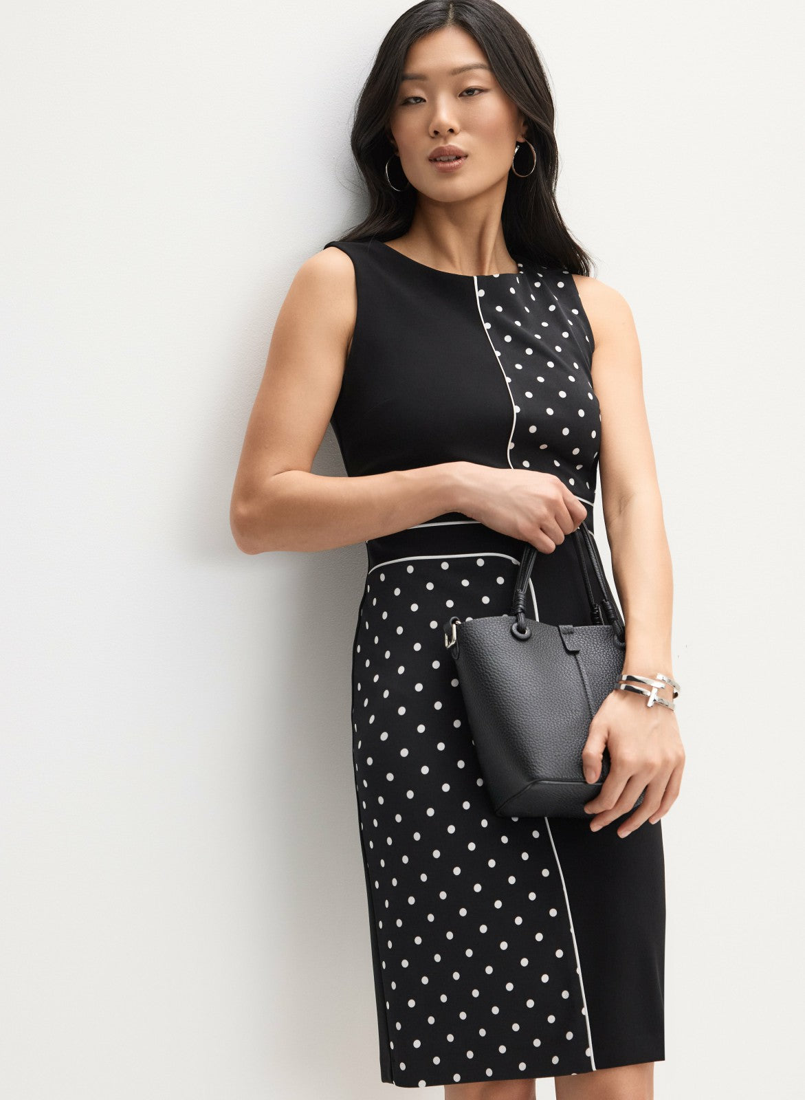 Women Joseph Ribkoff - Placement Polka Dot Print Dress Black Pattern | Melanie Lyne
